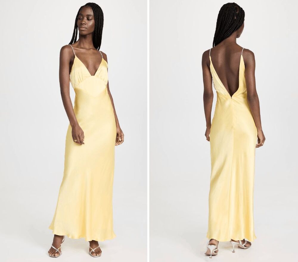 BARDOT Capri Diamonte Slipdress in Canary Yellow Size XL $139